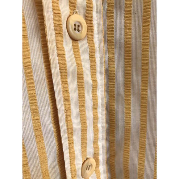 Vgt 1970 100% Cotton Kaftan Tunic Nehru Collar White Yellow Button Down Front - Picture 10 of 10